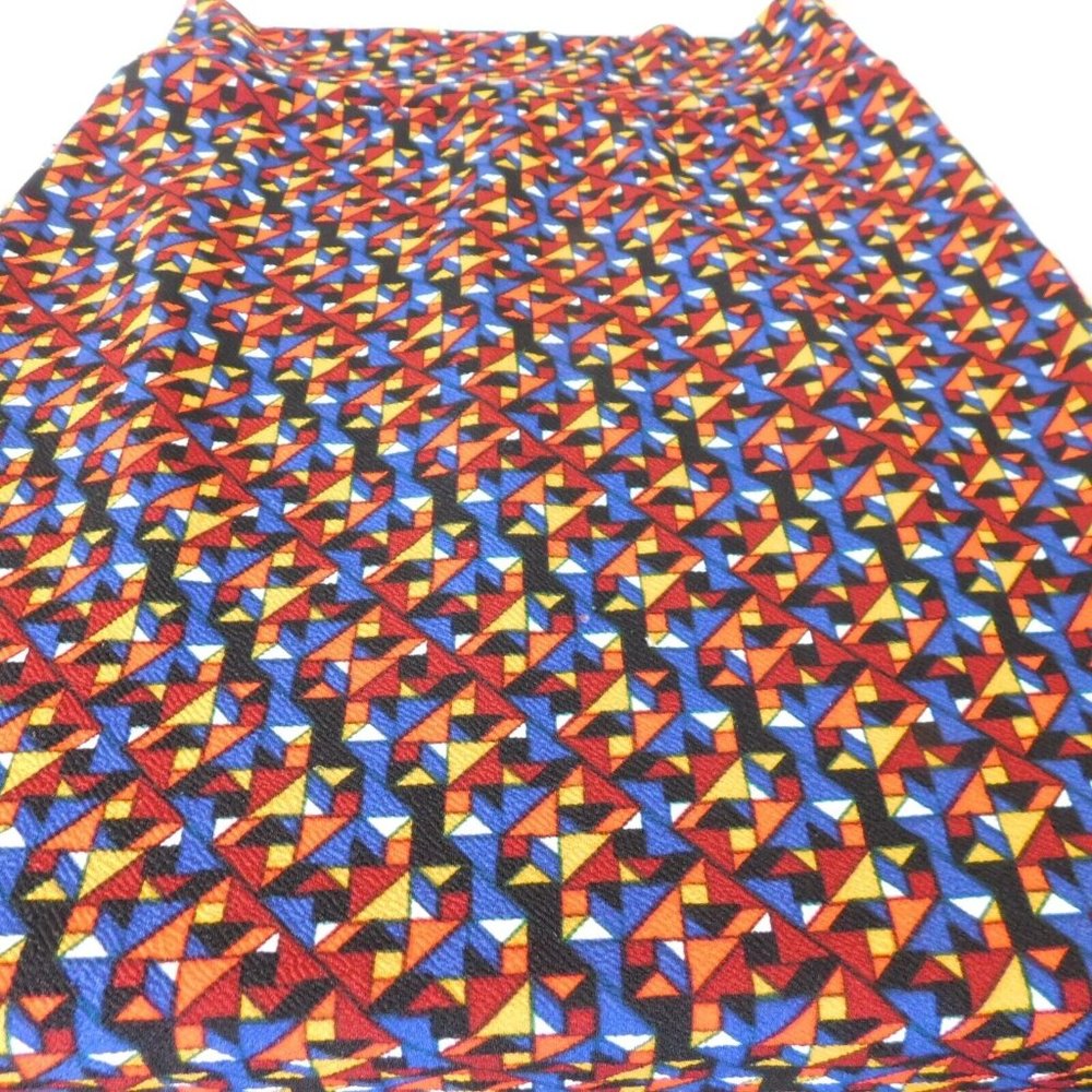 LuLaRoe Multi-Color Geometric Cassie Skirt Size Medium Stretch Blue Red Black - Picture 2 of 6